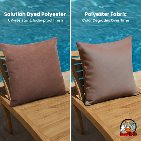 HIPPO Outdoor Premium Waterproof Cushion Cover 100% Solution Dyed Polyester Herringbone Weave Anti-Stain & Antifungal