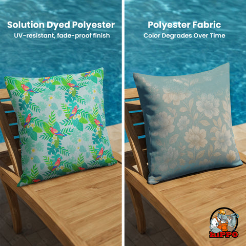 HIPPO Printed Cushion 100% Solution Dyed Polyester Waterproof UV Protected Prints & Anti Stain with Polyfillers