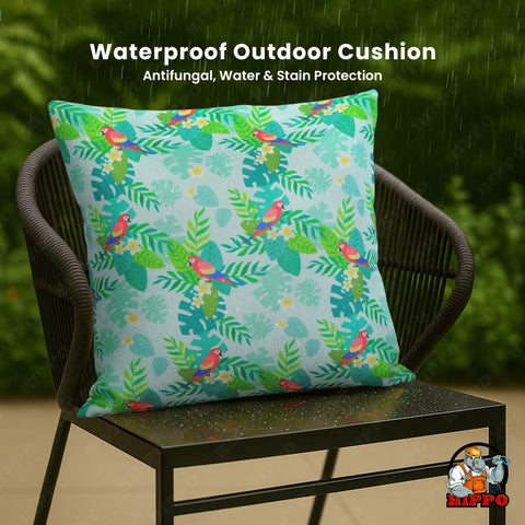 HIPPO Printed Cushion 100% Solution Dyed Polyester Waterproof UV Protected Prints & Anti Stain with Polyfillers