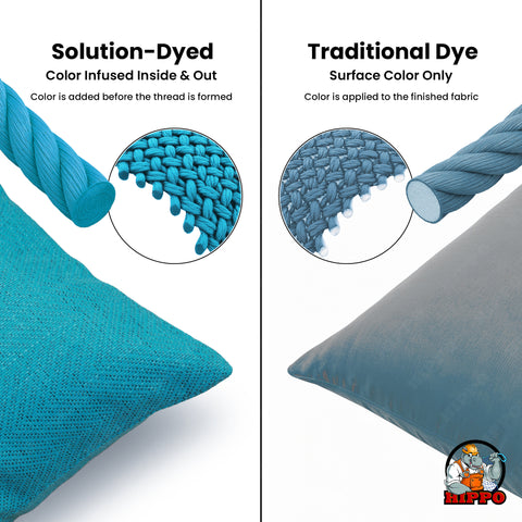 HIPPO Premium Outdoor Cushion 100% Solution Dyed Polyester Herringbone Weave Waterproof & Antifungal with Polyfillers
