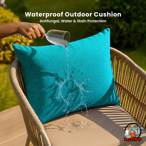 HIPPO Premium Outdoor Cushion 100% Solution Dyed Polyester Herringbone Weave Waterproof & Antifungal with Polyfillers