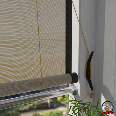 HIPPO Outdoor Sunscreen Chick Blind for Sun Protection for Luxury Homes Farmhouses Corded Roll Up and Down Blinds for Patio Balcony