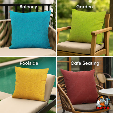 HIPPO Premium Outdoor Cushion 100% Solution Dyed Polyester Herringbone Weave Waterproof & Antifungal with Polyfillers