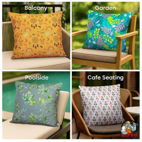 HIPPO Printed Cushion 100% Solution Dyed Polyester Waterproof UV Protected Prints & Anti Stain with Polyfillers