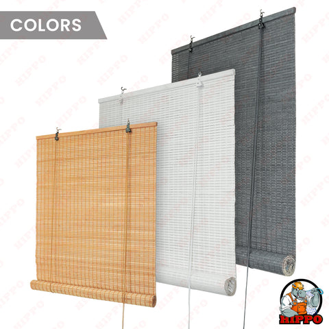 HIPPO Indoor Bamboo Chick Blind for Window Door Sun Protection Rope Mechanism Roll Up Down Bamboo Shade Window for Home & Resturants