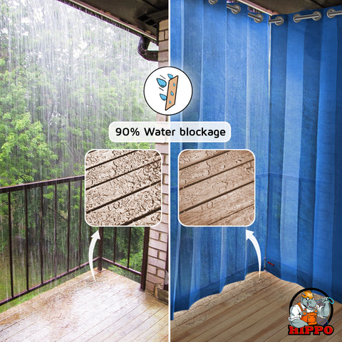 HIPPO 90% Sun Blocking Outdoor Balcony Eyelet Curtains (Pack of 2)
