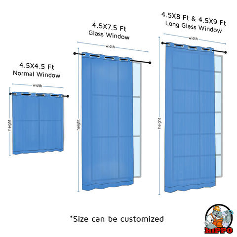 HIPPO 90% Sun Blocking Outdoor Balcony Eyelet Curtains (Pack of 2)