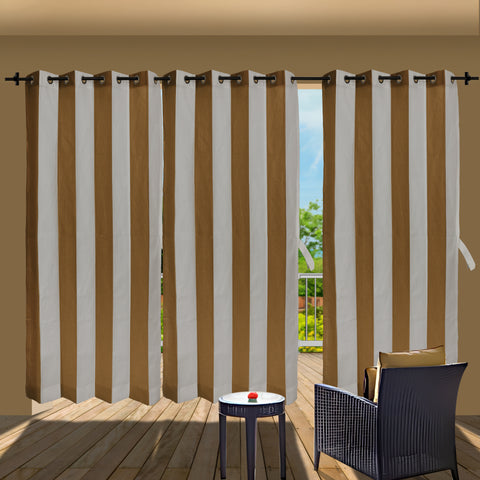 HIPPO Outdoor Stripe 180 GSM Sun Blocking Balcony Eyelet/Grommet Curtain Sun Protection, Light Filtering for Garden Patio