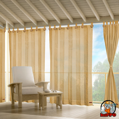 HIPPO 85% Sun Blocking Outdoor Balcony Loop Curtain (Pack of 2)