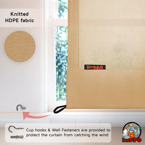 HIPPO 85% Sun Blocking Outdoor Balcony Loop Curtain (Pack of 2)