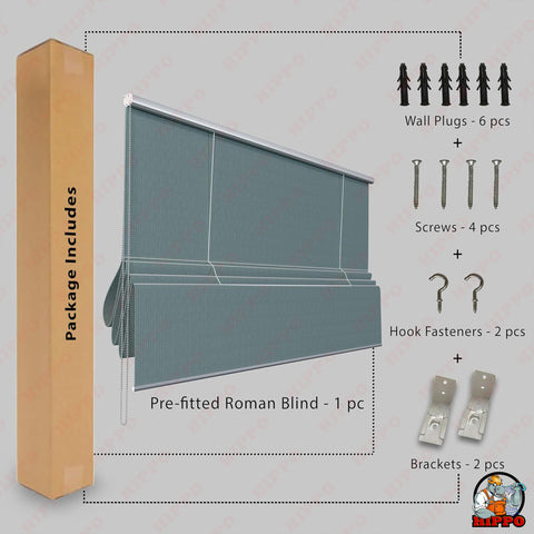 HIPPO Indoor Roman Blinds for Windows Sun Protection Light Control Corded Foldup & Down Blind for Living Room & Bedroom