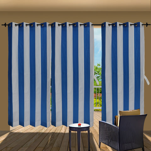 HIPPO Outdoor Stripe 180 GSM Sun Blocking Balcony Eyelet/Grommet Curtain Sun Protection, Light Filtering for Garden Patio