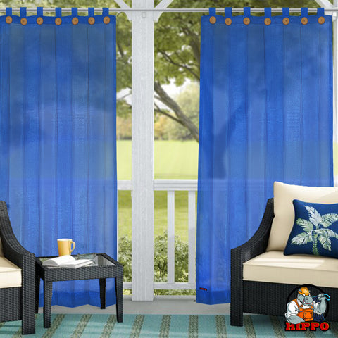 HIPPO 90% Sun Blocking Outdoor Balcony Loop Curtains (Pack of 2)