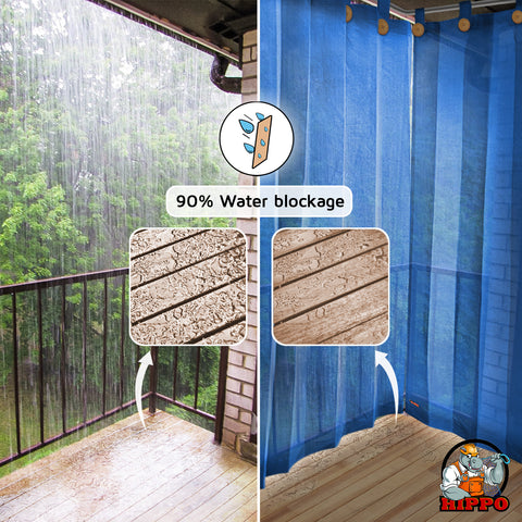 HIPPO 90% Sun Blocking Outdoor Balcony Loop Curtains (Pack of 2)