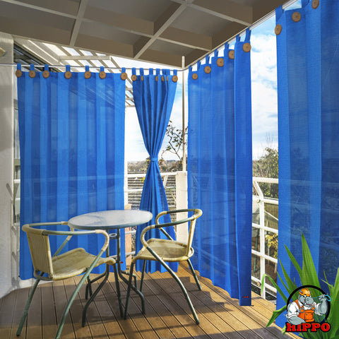 HIPPO 90% Sun Blocking Outdoor Balcony Loop Curtains (Pack of 2)