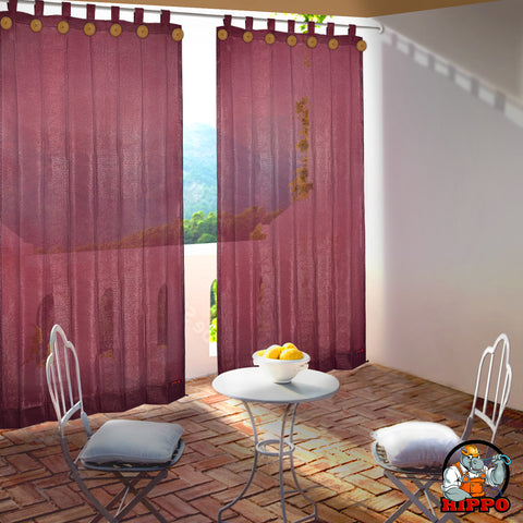 HIPPO 90% Sun Blocking Outdoor Balcony Loop Curtains (Pack of 2)