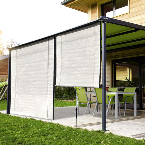 HIPPO Outdoor Sunscreen Chick Blind for Sun Protection for Luxury Homes Farmhouses Corded Roll Up and Down Blinds for Patio Balcony