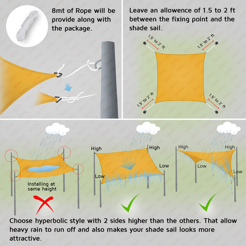 HIPPO 230 GSM Desert-Storm Rectangle Sun Shade Sail