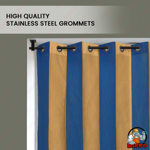 HIPPO Outdoor Stripe 180 GSM Sun Blocking Balcony Eyelet/Grommet Curtain Sun Protection, Light Filtering for Garden Patio