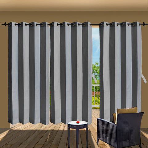 HIPPO Outdoor Stripe 180 GSM Sun Blocking Balcony Eyelet/Grommet Curtain Sun Protection, Light Filtering for Garden Patio