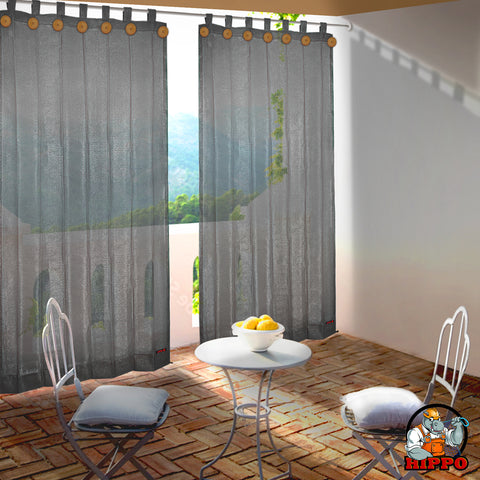 HIPPO 90% Sun Blocking Outdoor Balcony Loop Curtains (Pack of 2)