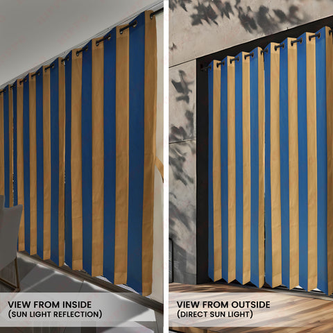 HIPPO Outdoor Stripe 180 GSM Sun Blocking Balcony Eyelet/Grommet Curtain Sun Protection, Light Filtering for Garden Patio