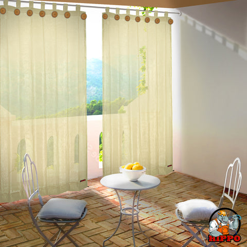 HIPPO 90% Sun Blocking Outdoor Balcony Loop Curtains (Pack of 2)