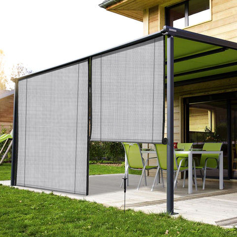 HIPPO Outdoor Sunscreen Chick Blind for Sun Protection for Luxury Homes Farmhouses Corded Roll Up and Down Blinds for Patio Balcony