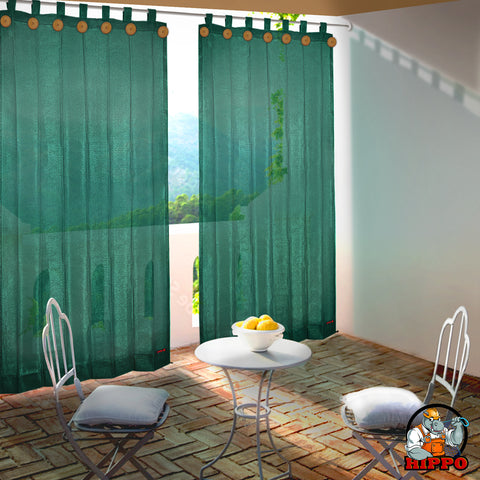 HIPPO 90% Sun Blocking Outdoor Balcony Loop Curtains (Pack of 2)