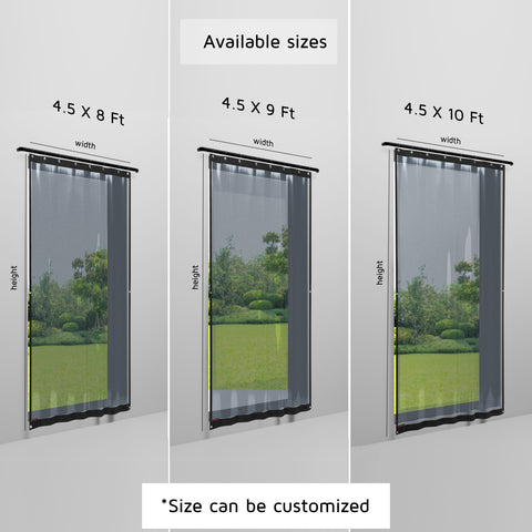 HIPPO Outdoor Transparent PVC Waterproof Curtain Pack of 2